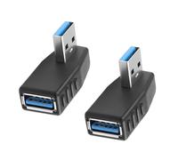 JSADZKJ 90 Degree USB 3.0 Adapter, Left Angle USB A Male to Female, 2 Pack (Black)