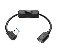 JSADZKJ 90 Degree USB 3.0 Extension Cable USB Type A Male to Female with On/Off Power Switch Cable Left Angle USB 3.0 Power Charger Cord for LED Strips,USB Fan, Laptops, TV 1FT