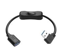 JSADZKJ 90 Degree USB 3.0 Extension Cable USB Type A Male to Female with On/Off Power Switch Cable Right Angle USB 3.0 Power Charger Cord for LED Strips,USB Fan, Laptops, TV 1FT