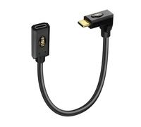 JSADZKJ 90 Degree USB C 4.0 Cable Right Angle USB C Male to Female Extension Cable 240W PD Fast Charging HD 8K@60Hz 40Gbps Data Transfer for Laptop Phone Mobile Hard Drive Charger 0.3M