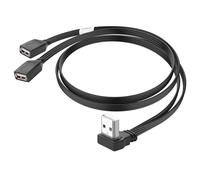 JSADZKJ 90 Degree USB Y Extension Cable USB 2.0 A Male to Dual USB Female Split Adapter Cable Up Angle USB Y Splitter Support Charging and Data Transfer for PC,Laptop,Flash Drive 30cm (Down Angle)