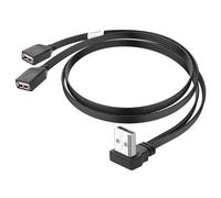 JSADZKJ 90 Degree USB Y Extension Cable USB 2.0 A Male to Dual USB Female Split Adapter Cable Up Angle USB Y Splitter Support Charging and Data Transfer for PC,Laptop,Flash Drive 30cm (Up Angle)