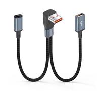 JSADZKJ 90Degree USB2.0 Y Splitter,1 in 2 Out USB Male to 2 Female Short Cable Extension Adapter,Dual Type A Port Extender,Data Charger Power Split forLaptop.Car.Tablet.FlashDrive.20cm