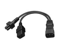 JSADZKJ C14 to C19 + C5 Power Cable C14 Male plug to C19 Female + C5 Female Socket Power Adapter Cable 10A 250V 1 in 2 Out Y Splitter Extension Power Cord for PDU PSU (30cm)