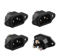 JSADZKJ IEC 320 C14 Panel-Mount Socket,10A 250V AC 3-Pin Male Power Input Connector,C14 Power Plug with Screw Mounting for Computer,Monitor,Printer,and DIY Repairs/Replacements (4-Pack)