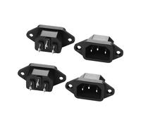 JSADZKJ IEC320 C14 Panel Mount Adapter Plug C14 Male 3Pin Power Connector Socket Screw Mount 250V 10A AC IEC Inlet Module Plug Power Connector Socket Straight 4pcs