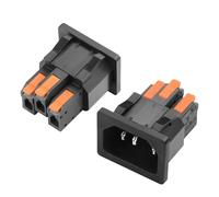 JSADZKJ IEC320 C14 Panel-Mount Plug Adapter,AC 10A 250V C14 Power Input Socket Connector,3-Pin Terminal Chassis Panel IEC C14 Input Module,for Hosts,Servers, Amplifiers-2 Pack