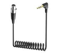JSADZKJ Mini XLR to 3.5mm Stereo Audio Cable Right Angle 1/8" TRS Plug to 3-pin Mini XLR Female Microphone Cable Coiled Mini XLR to 3.5mm Cable for Camcorders,DSLR Cameras 1.64Ft (Mini 3 Pin XLR)