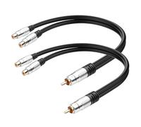 JSADZKJ RCA Jack Adapter Stereo Audio Cable Gold-Plated 1RCA male to 2RCA female Y Splitter Cable Short RCA Y Splitter Extension Cord for DVD,HDTV,CD players,Home Theater 0.82ft (1 Male to 2 Female)