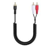 JSADZKJ RCA Y Splitter Connector Cable Coiled 1 RCA to 2 RCA Stereo Audio Cable Gold-Plated RCA to Dual RCA Y Splitter Adapter Cable for Speaker CD player, DVD 80cm/31.5Inch