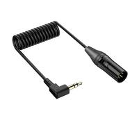 JSADZKJ Right Angle 3.5mm to XLR Aux Cable Coiled 1/8 Inch Jack Stereo to XLR Male Cord 90 degree Angle 3.5mm to XLR Microphone Cable for Laptop,Microphone,Amplifier 30Cm/0.98Ft (Male to Male)