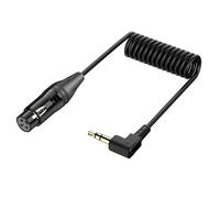 JSADZKJ Right Angle 3.5mm to XLR Aux Cable Coiled 1/8 Inch Jack Stereo to XLR Male Cord 90 degree Angle 3.5mm to XLR Microphone Cable for Laptop,Microphone,Amplifier 30Cm/0.98Ft (Male to Fmale)