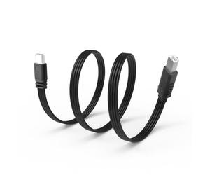 JSADZKJ Ultra-Flexible USB-C to Printer Cable,USB Type-C Male to Type-B 2.0 Male Flat Cable,480Mbps Scanner Type-B 2.0 Extension Cable,for Fax Machine,MIDI Keyboard,DJ Controller-50CM