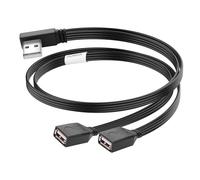 JSADZKJ USB 2.0 Y Cable Splitter USB Male to Dual USB Female Splitter Adapter Extension Cable,Type-A 1 in 2 Out for Laptop,Tablet Smartphone Data Transfer,Charging 1.64Ft (Left Angle)