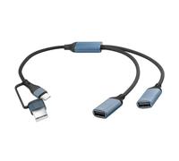 JSADZKJ USB A+C to USB Splitter Cable USB A/C 2 in 1 to 2 USB 2.0 Charging Cable USB A/C Male to 2 USB Female Data Cable 1 in 2 out OTG Adapter Cable for Phone Laptop (Nylon Braided)