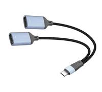 JSADZKJ USB C Splitter Cable Type-C Male to 2x USB Female Extension Connector USB-C OTG Cable 1 in 2 Out Support Charging and 480Mbps Data Transfer for Laptop,Tablet,Flash Disk Drive,Mouse,17CM