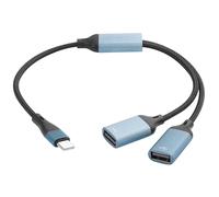JSADZKJ USB C Y-Splitter Cable USB C Male to Dual USB A Female 2.0 Cable USB C OTG Nylon Braided Cable with Charging/Data Transfer for USB Flash Drive Hub Printer 13.8 in/35cm