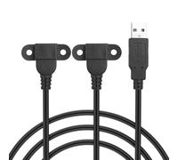 JSADZKJ USB to Dual Female Charging Extension Cable,USB 2.0 to Dual USB Female Screw-Mount Panel Cable,USB Type A 1-in-2-out Charging Cable for Desk Lamps,Fans,Power Banks-5Ft/1.5M