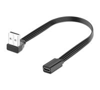 JSADZKJ USB to USB-C Cable 90 Degree Angle Usb 2.0 Male to Usb Type C Female Connector Converter Adapter Short USBA to Type C Cable Support Data and Charging for PC,Laptop and More 20CM (Up Angle)