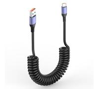JSADZKJ USB to USB C Fast Charging Cable Coiled USB A to Type C Cord 6A Retractable USB Type C Charging Short Cable for Car,Phones, Tablet,Power Banks and More usb c Devices 1FT