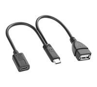 JSADZKJ USB Type C OTG Splitter Cable USB C Male to USB C Female + USB A Female Short Charging Cable 2 in 1 USB C to USB+Type C Data Sync Cable for Mobile Phone,Laptop,USB Flash Drive 1Ft