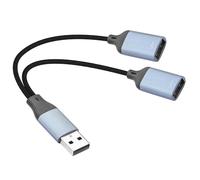 JSADZKJ USB Y Splitter 1 in 2 Out,USB 2.0 A Male to Double USB Female Adapter for Charging and Data,Dual USB-A Extension Adapter Cable for PC,Laptop,Keyboard,Mouse,Printer,Flash Drive,LED 17CM