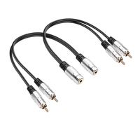 JSADZKJ2PCS 3.5mm to Dual RCA Extension Cable,3.5mm Female to 2RCA Male Y-Splitter Audio Adapter cable,1/8 to 2RCA Hi-Fi Digital AudioCable for Smartphone/MP3/Laptop-9.8in (Female to Male)