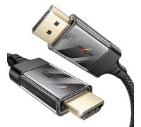 JSAUX 4K DisplayPort to HDMI Cable 2M, UHD 4K@60Hz Gold-Plated Unidirectional DP(Male) to HDMI(Male) Lead with Audio and Video Compatible with Monitors/Projector/HDTV, Lenovo, Dell, HP Black