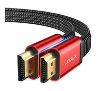JSAUX 4K HDMI Cable 2M, Flat HDMI 2.0 Cable Ultra High Speed 18Gbps Thin Lead Support 3D, UHD 4K@60Hz, 2160P, HD 1080P Video, Ethernet Compatible with Fire TV, HDTV, Apple TV, PlayStation PS4/3 -Red