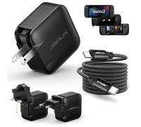 JSAUX 65W USB C Charger for Nintendo Switch 2, Powers in TV Mode, with EU/UK Plugs & 6.6FT Cable, GaN PD Fast Charging for Steam Deck, ROG Ally, Galaxy, Pixel, iPhone 15/16, Tablet & Laptop - Black