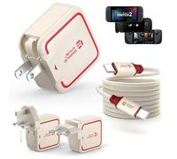 JSAUX 65W USB C Charger for Nintendo Switch 2, Supports TV Mode, with EU/UK Plugs & 6.6FT Cable, GaN PD Fast Charge for Steam Deck, ROG Ally, Galaxy, Pixel, iPhone 15/16, Tablet & Laptop - Off White