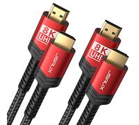 JSAUX 8K HDMI Cable 2 Pack 6ft, 48Gbps High Speed HDMI 2.1 Braided HDMI Cord, 4K 120Hz 144Hz, 8K 60Hz, Dynamic HDR, DTS:X, 2K, 1080P, 3D, eARC
