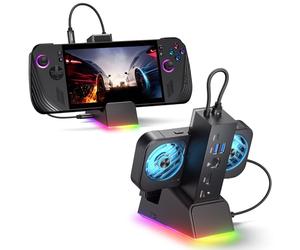 JSAUX Docking Station for ROG Ally X/ROG Ally/Steam Deck/Legion Go, 7-in-1 Dock for ROG Ally X with RGB Cooling Fan, HDMI 4K@120Hz, Gigabit Ethernet, Dual USB & USB C 3.0, 100W PD Charging - HB0705