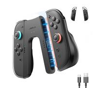 JSAUX Ergonomic Charging Grip for Switch 2 JoyPads, Grip Controller | Play While Charging, Ergonomic Textured Grip, Magnetic Snap-On, PC+ABS Build, Red/Green LED Status, 1.5m Charging Cable