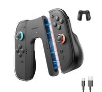 JSAUX Ergonomic Switch 2 Charging Grip for Nintendo Switch 2, Magnetic Grip Controller Compatible with Switch 2 Joycons, Play While Charging with LED Indicator& 1.5m/4.9ft Charger Cable-Black