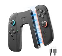 JSAUX Magnetic Charging Grip for Switch 2 JoyPads, Grip Controller | Play While Charging, Magnetic Snap-On, PC+ABS Build, Red/Green LED Status, Compact Travel Design, 4.9ft Charging Cable,