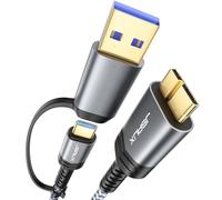JSAUX Micro B to USB C/A 3.0 External Hard Drive Cable 20Gbps 0.5M