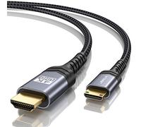 JSAUX Mini HDMI to HDMI Cable 2M, [Mini HDMI][Aluminum Shell, Braided] | High Speed 4K@60Hz HDMI 2.0 Cord, Compatible with Camera, Camcorder, Tablet, Graphics Card, Laptop, Raspberry Pi Zero W-Grey