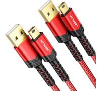 JSAUX Mini USB Cable, USB 2.0 A to Mini B (2-Pack, 1M+2M), Red