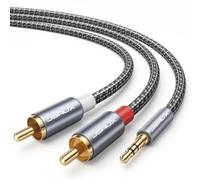 JSAUX RCA to 3.5mm Cable Phono to 3.5mm Jack Stereo Audio Lead -2M | Braid Red and White Aux Headphone Cord RCA Audio Y Splitter for Hi-Fi Amplifier Speaker DJ Controller Turntable TV Car