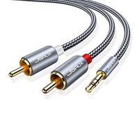 JSAUX RCA to 3.5mm Cable, Phono to 3.5mm Jack Stereo Red and White Aux Cord Headphone Mini Jack Audio Y Splitter Compatible with Hi-Fi Amplifier Speaker DJ Controller Turntable TV Car Phone-2m