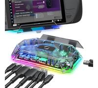 JSAUX RGB Docking Station for Steam Deck (OLED)/ROG Ally/Legion Go, 12-in-1 Handheld Dock with 4K@120Hz HDMI & DisplayPort Gigabit Ethernet USB C 3.2 USB A 3.2/2.0, SD/TF Slots 3.5mm Jack-HB1201S