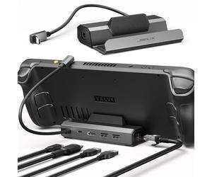 JSAUX Steam Deck Dock 4K@120Hz, 5-in-1 Docking Station for Steam Deck/OLED/ASUS ROG Ally X/Lenovo Legion go/MSI Claw, Dock with HDMI 2.1, 100Mbps Ethernet, Dual USB A 2.0 and 100W USB C Port-HB0602
