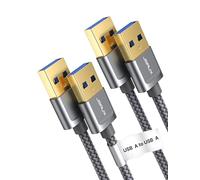 JSAUX USB 3.0 A Male to Male cable, [2-pack/1M+2M] 5Gbps SuperSpeed Data Transfer Cable Gold Plated Compatible with External Hard Drive, Blu-ray, Printer,Camera,DVD, etc-Grey