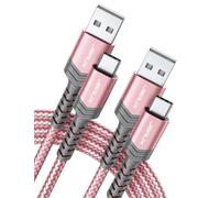 JSAUX USB C Cable (2m 2-Pack) 3.1A Fast Charging, Type C Charger Cable Compatible with iPhone 17 Air 16 15 Pro Max, Samsung Galaxy S24 S23 S22 S21 Note 10 9 8, A14 A15 A25 A35 A53 A55, CarPlay -Pink