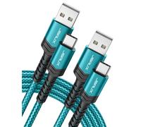 JSAUX USB C Cable (2m 2-Pack) 3.1A Fast Charging, Type C Charger Cable Compatible with iPhone 17 Air 16 15 Pro Max, Samsung Galaxy S24 S23 S22 S21 Note 10 9 8, A14 A15 A25 A35 A53 A55, CarPlay -Green