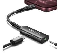 JSAUX USB C Headphone Adapter and Charger, 2-in-1 Type to 3.5mm audio 60W | PD 60W Fast Charging for iPhone18/17/16/15 Pro/Pro Max,iPhone Duo,Samsung S26/S25/S24/S24+/S23/S22/S21,iPad Pro-Black
