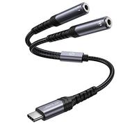 JSAUX USB C to 3.5mm Aux Dual Headphone Splitter Adapter, 2-in-1 Audio Headphone Jack Adapter Compatible with iPhone 16 Pro Max/15 Pro Max, Galaxy S24/S23 Ultra, Huawei P40, iPad Pro, Pixel-Grey