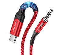 JSAUX USB C to 3.5mm Jack Audio Aux Cable [50cm], Aux to USB C Cable Type C to 3.5mm Male Headphone Adapter Car Stereo Cord Compatible with iPhone 15 Pro Max, Galaxy S24 S23 Ultra, iPad Pro-Red