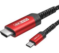 JSAUX USB C to HDMI Cable 5M | 4K@60Hz USB 3.1 Type C to HDMI 2.0 Cord, Compatible with Thunderbolt 3/4, iPhone 17/Pro/Pro Max,16/Pro/Pro Max, MacBook Pro/Air, Galaxy S8 to S24, iPad Pro,iMac -Red